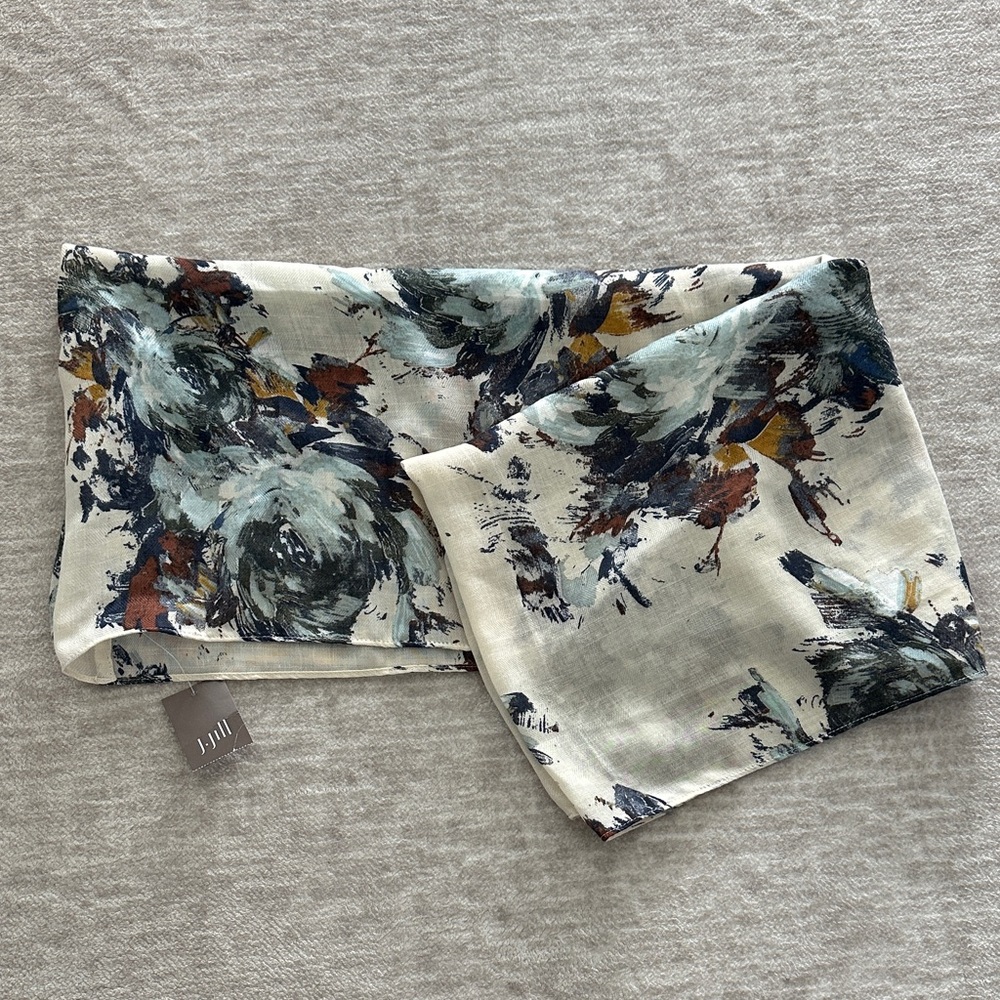 J. Jill Abstract Floral Scarf in Blue and Brown